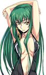  armpits bad_id bad_pixiv_id c.c. center_opening code_geass geass green_hair long_hair ningen_(ningen96) oekaki solo yellow_eyes 