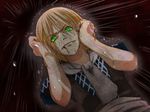  bad_id bad_pixiv_id biting blonde_hair blood green_eyes ikkei_dou lip_biting mizuhashi_parsee rain scarf short_hair solo tears touhou wet 