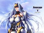  abs android blue_hair breasts elbow_gloves gloves kos-mos large_breasts long_hair momofuki_rio red_eyes solo xenosaga xenosaga_episode_i 