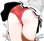  akizuki_(kantai_collection) ass ass_focus chou-10cm-hou-chan close-up kantai_collection panties pleated_skirt red_panties simple_background sketch skirt solo underwear white_background yuzuki_yuno 