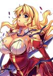  absurdres blonde_hair blue_eyes blush breasts cleavage cleavage_cutout detached_sleeves freezing hairband highres kim_kwang_hyun large_breasts long_hair long_skirt long_sleeves looking_at_viewer no_bra official_art parted_lips satellizer_el_bridget shirt skirt sleeves_past_wrists solo 