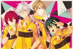  banned_artist black_hair brown_hair bubble_blowing chewing_gum glasses kirihara_akaya male_focus marui_bunta multiple_boys niou_masaharu red_hair sportswear tennis_no_ouji-sama tennis_uniform wavy_hair white_hair yagyuu_hiroshi yu_(xcapriccioso) 