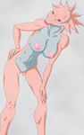  anthro bent_over big_breasts breasts claws female grey_background hand_on_hip lipstick nude outlaw_star plain_background pussy red_eyes reptile scalie silgrian solo steven_stagg wide_hips 