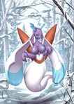  2015 alanscampos big_breasts blue_eyes breasts fak&eacute;mon female floating froslass mega_evolution nintendo outside pok&eacute;mon snow solo video_games winter yellow_sclera 