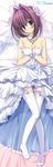  :d absurdres asakura_otome blue_eyes breasts bridal_veil brown_hair covering covering_breasts da_capo dakimakura dress from_above gloves hair_intakes head_tilt highres huge_filesize jewelry kayura_yuka looking_at_viewer lying medium_breasts necklace on_back open_mouth pearl_necklace smile solo thigh_gap thighhighs veil wedding_dress white_gloves white_legwear 