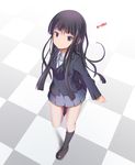  akiyama_mio bad_id bad_pixiv_id black_eyes black_hair checkered checkered_floor k-on! long_hair ns.x sakuragaoka_high_school_uniform school_uniform smile 