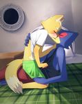 anthro aoiuchuu avian bed blush boxers canine clothing coubly duo eyes_closed fox fox_lombardi fox_mccloud girly hand_in_pants intimate kissing making_out male male/male mammal nintendo on_bed on_top romantic shirt space star_fox straddling tank_top underwear undressing video_games 
