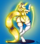  2015 anthro anthrofied anus butt cutie_mark dock equine eyeshadow fan_character female gloves glowing hair half-closed_eyes horn legwear long_hair looking_at_viewer magic makeup mammal my_little_pony pussy radian_glow solo suirano thigh_highs unicorn 