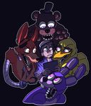  animatronic avian bear bird bonnie_(fnaf) canine chica_(fnaf) chicken female five_nights_at_freddy&#039;s fox foxy_(fnaf) freddy_(fnaf) hat hook human lagomorph machine male mammal mechanical nuclearloop rabbit robot teeth 