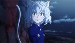 1girl animated animated_gif cat_ears hunter_x_hunter nefelpitou neferpitou silver_hair 