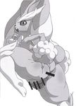  1girl ass censored female furry lopunny lowres monochrome nezunezu nintendo nipples pokemon pokemonlegs pussy scan smile 