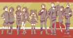  5boys akatsuki_(log_horizon) boots cat dress glasses hara_kazuhiro hat isuzu_(log_horizon) log_horizon long_hair lunderhaus_cord minori_(log_horizon) monochrome multiple_boys multiple_girls naotsugu_(log_horizon) necktie nyanta_(log_horizon) shiroe short_hair tetra_(log_horizon) thigh_boots thighhighs touya_(log_horizon) twintails v vest 