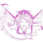  animal_ears closed_eyes dress hat hiyuu_(flying_bear) monochrome music musical_note mystia_lorelei open_mouth short_hair simple_background singing solo touhou white_background wings 