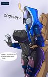  ! 2_toes 3_fingers alien armor big_breasts blush breasts cum cum_in_pussy cum_inside dialogue female hood human invalid_tag mammal mask mass_effect quarian suit tagme teqa text toes video_games 