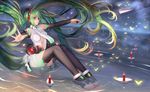  anklet barefoot green_eyes green_hair hatsune_miku hatsune_miku_(append) highres jewelry jpeg_artifacts long_hair long_legs nail_polish outstretched_arms partially_submerged solo spread_arms toeless_legwear toenail_polish twintails very_long_hair vocaloid vocaloid_append water weiyinji_xsk 