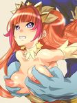  1girl amanogawa_kirara bad_id bad_pixiv_id breast_grab choker clenched_teeth cure_twinkle dodai_shouji earrings gloves go!_princess_precure grabbing grabbing_from_behind hetero highres jewelry long_hair magical_girl multicolored_hair orange_hair precure purple_eyes purple_hair solo_focus star star_earrings teeth twintails two-tone_hair 