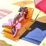  2013 absurd_res animal_genitalia balls beach blanket book dickgirl equine eyewear feral friendship_is_magic hair hi_res hooves horn horsecock intersex kevinsano lying mammal my_little_pony on_back open_mouth outside penis seaside shadow solo spread_legs spreading sunglasses sweat twilight_sparkle_(mlp) umbrella unicorn vein 