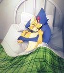 anthro aoiuchuu avian bed blush canine couple cuddling falco_lombardi fox fox_mccloud girly intimate lying male male/male mammal nintendo nude on_bed on_side romantic spooning star_fox video_games 