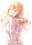  blonde_hair closed_eyes grin hazuki_natsu long_hair miyazono_kawori shigatsu_wa_kimi_no_uso smile solo sweater 