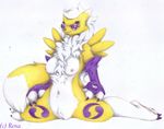  3_fingers 3_toes anthro bandai bare_chest belly big_breasts big_ears big_thighs breasts caleb_magness claws digimon eyelashes eyewear female fluffy fur glasses hair invalid_tag long_hair long_tail looking_at_viewer navel nipples nude pawpads paws pink_eyes pose pussy rena_yellowfur renamon sitting sleeves slit smile smirk solo spread_legs spreading stare thick_tail toes tuft voluptuous white_fur white_hair yellow_body yellow_fur 