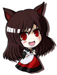  animal_ears blush brown_hair chibi fang imaizumi_kagerou nail_polish red_eyes red_nails solo touhou white_background yani_tama 