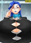  artist_request blue_hair breasts bursting_breasts gigantic_breasts glasses lowres original pov source_request straining_buttons sudachi_(omc) teacher 