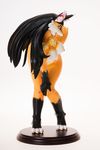  2015 anthro b.m.w. black_hair breasts canine female fox fur hair looking_back mammal nipples nude open_mouth raised_tail sculpture smile solo statue 