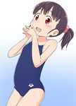  :d arena_(company) black_hair competition_school_swimsuit one-piece_swimsuit open_mouth original red_eyes school_swimsuit short_hair smile solo swimsuit tomboo 