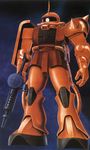  axe gun gundam highres mecha mobile_suit_gundam official_art scan weapon zaku zaku_ii zaku_ii_s_char_custom 