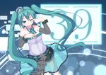  39 collar detached_sleeves gedoo_(gedo) green_eyes green_hair hatsune_miku highres long_hair see-through skirt solo tears twintails very_long_hair vocaloid 