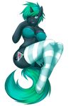  alpha_channel anthro biting_lip black_fur breasts cat-named-fish clothing equine fan_character female fur green_hair hair hooves horn long_hair looking_at_viewer mammal my_little_pony one_eye_closed panties smile socks solo teal_eyes underwear unicorn wink 