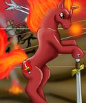 aircraft airplane blood cobra-mcjingleballs cutie_mark dagger equine feral fire horse jet male mammal my_little_pony pony red_body red_eyes skull soldier solo sword tank war weapon 