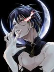  blue_hair crescent_moon male_focus mikazuki_munechika moon solo touken_ranbu upper_body zuwai_kani 