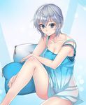  anastasia_(idolmaster) ashita_(2010) bad_id bad_twitter_id blue_eyes breasts cleavage idolmaster idolmaster_cinderella_girls medium_breasts short_hair silver_hair sitting smile solo 