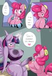  2015 anthro anthrofied balls big_breasts blue_eyes blush breasts dialogue dickgirl dickgirl/female english_text equine female friendship_is_magic hair half-closed_eyes intersex intersex/female mammal my_little_pony nipples nude penis pink_hair pinkie_pie_(mlp) purple_eyes sanders text twilight_sparkle_(mlp) 