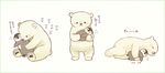 bear bird blush border carrying chick closed_eyes cub green_border heart hug hug_from_behind licking no_humans one_eye_closed original penguin polar_bear revision sitting sweat tongue tongue_out translation_request white_background 