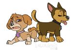  2015 anus bound brown_eyes brown_fur canine chase_(paw_patrol) female fur ingorgnito knotting male mammal paw_patrol pink_eyes sex skye_(paw_patrol) tounge_out 