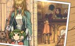  ? against_wall alcohol backpack bad_id bad_pixiv_id bag bare_shoulders behind_back blonde_hair bookshelf bottle bow brooch building capelet dress elona gameplay_mechanics gem golden_knight_(elona) green_hair hair_bow hair_over_face harusame_(rueken) head_down high_heels indoors jewelry long_hair mace multiple_girls outdoors pantyhose photo_(object) red_dress red_hair rueken's_elona_player_character shaded_face shop spoken_question_mark twintails weapon younger_sister_(elona) 