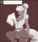  2015 alternate_hairstyle anthro anthrofied avante92 big_breasts book breasts cheerilee_(mlp) cleavage clothed clothing earth_pony equine female friendship_is_magic horse legwear looking_at_viewer mammal monochrome my_little_pony pony pussy solo stockings teacher tumblr 