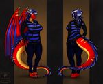  2015 anthro back blue_hair dragon eliana-asato faviana front hair herm intersex model_sheet red_eyes red_skin solo standing wings 