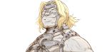  blonde_hair closed_eyes commentary fate/apocrypha fate/grand_order fate_(series) grey_skin grin kan_(aaaaari35) male_focus parted_lips portrait smile spartacus_(fate) 