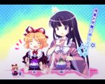  3girls amo black_hair blonde_hair bow cup doll food hair_bow hair_ribbon houraisan_kaguya long_hair medicine_melancholy multiple_girls purple_eyes ribbon shaved_ice short_hair sparkle spoon su-san touhou wings 