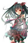  alternate_color bad_id bad_pixiv_id detached_sleeves hatsune_miku long_hair necktie red_eyes simple_background skirt solo twintails vocaloid yonema 