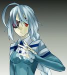  ahoge blazblue braid eyepatch lowres nu-13 red_eyes silver_hair solo 