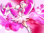  bad_id bad_pixiv_id boots bow choker cure_blossom eyelashes hanasaki_tsubomi heart heartcatch_precure! knee_boots long_hair magical_girl open_mouth pink pink_background pink_bow pink_choker pink_eyes pink_hair ponytail precure skirt solo wanco wrist_cuffs 