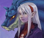  breath_of_fire breath_of_fire_iv dragon fou-lu green_eyes horns long_hair male_focus pointy_ears tsumujin very_long_hair white_hair won-qu 