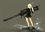  bad_id bad_pixiv_id blonde_hair bow coat hair_bow hair_ornament hairclip huge_weapon legs original ponytail sin_gun_woo solo weapon 