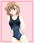  arms_behind_back bad_id bad_pixiv_id blush brown_eyes brown_hair competition_swimsuit misaka_mikoto one-piece_swimsuit short_hair solo suzuka_(rose_coffee) sweat swimsuit to_aru_kagaku_no_railgun to_aru_majutsu_no_index wet 