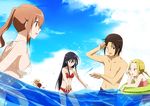  4girls amakusa_shino bad_id bad_pixiv_id bikini black_eyes black_hair blonde_hair brown_eyes brown_hair casual_one-piece_swimsuit character_request extra hagimura_suzu koga_(pasuka) long_hair multiple_boys multiple_girls one-piece_swimsuit ponytail seitokai_yakuindomo shichijou_aria swimsuit tsuda_takatoshi twintails yokoshima_naruko 