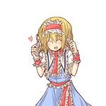  alice_margatroid bottle closed_eyes heart natsuk open_mouth smile solo touhou tupet 